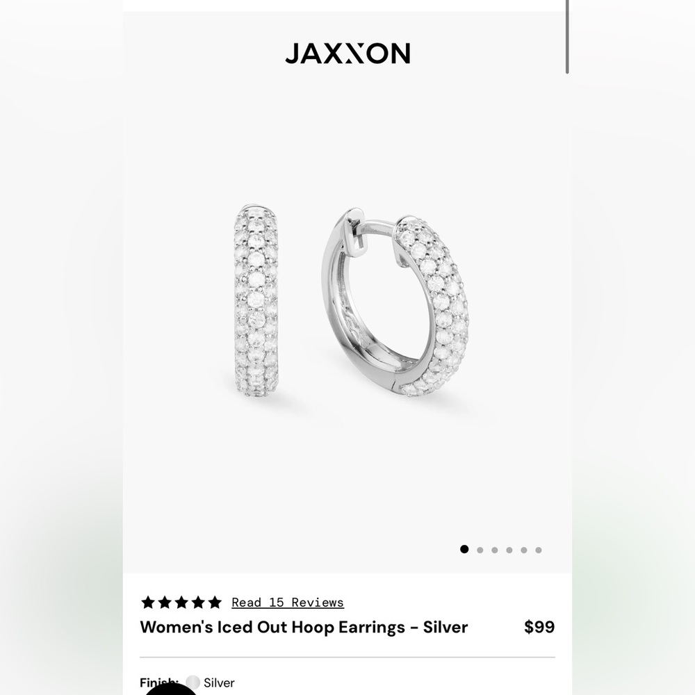 Women's Iced Out Hoop Earrings - Silver